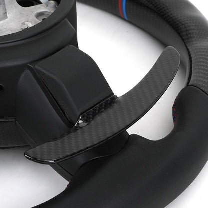 With M Trip Carbon Trim Paddle M Performance Half Leather Carbon LED Steering Wheel for BMW F10 F11 F20 F30 M4 F82 E60 E90 E92 - YunLexus