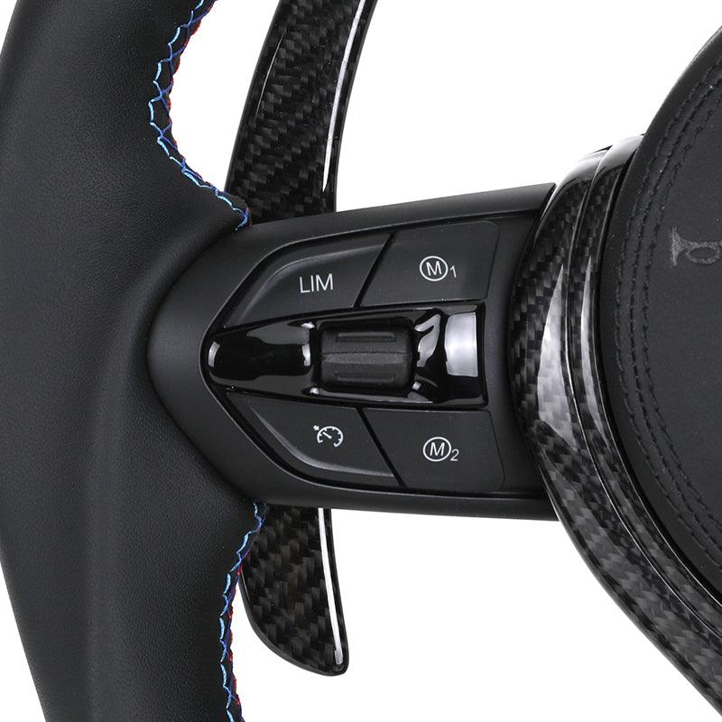 With M Trip Carbon Trim Paddle M Performance Half Leather Carbon LED Steering Wheel for BMW F10 F11 F20 F30 M4 F82 E60 E90 E92 - YunLexus
