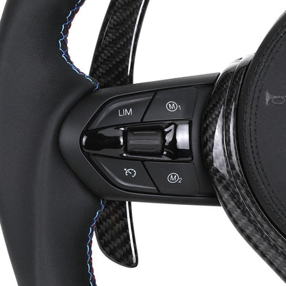 With M Trip Carbon Trim Paddle M Performance Half Leather Carbon LED Steering Wheel for BMW F10 F11 F20 F30 M4 F82 E60 E90 E92 - YunLexus