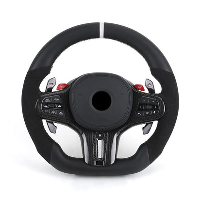 With M1 M2 Button Half Alcantara Leather Steering Wheel for BMW M3 G80 M4 G82 X3 G01 X4 G02 X5 G05 X6 G06 G11 G12 G20 G30 Z4 G29 - YunLexus