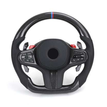 With M1 M2 Button M Sport Volant Lenkrad Carbon Steering Wheel for BMW 3 Series G30 G31 M5 X3 G01 G20 M4 G82 G80 M340i G11 G12 - YunLexus