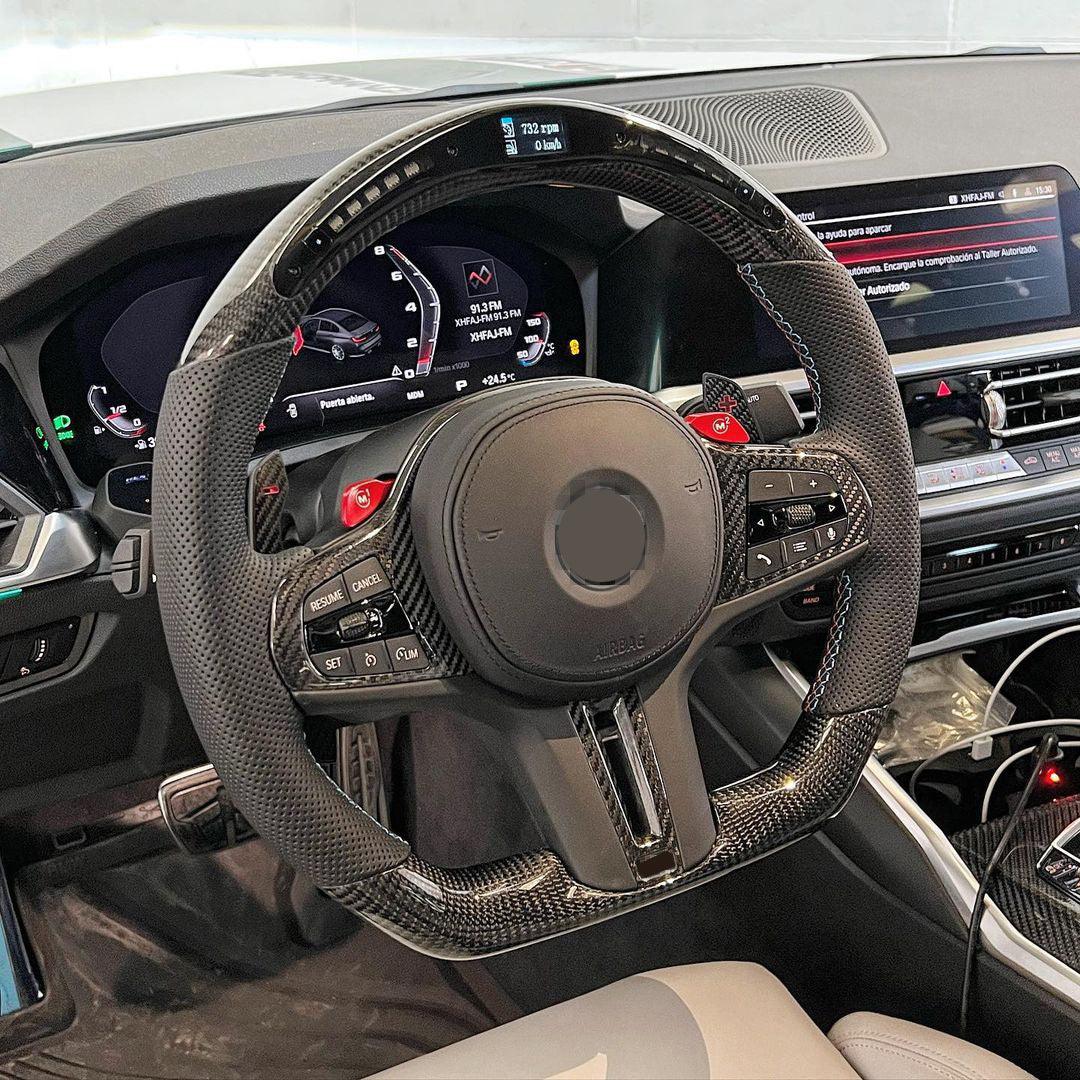 With M1 M2 Carbon Shift Paddle Leather LED M Sport Steering Wheel for BMW F30 F10 F20 F34 X4 X1 E84 E90 E60 X3 F25 X5 G05 G30 - YunLexus