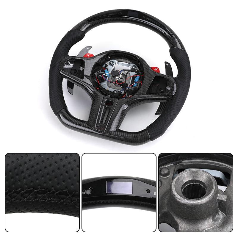 With M1 M2 Carbon Shift Paddle Leather LED M Sport Steering Wheel for BMW F30 F10 F20 F34 X4 X1 E84 E90 E60 X3 F25 X5 G05 G30 - YunLexus