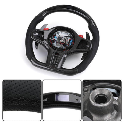 With M1 M2 Carbon Shift Paddle Leather LED M Sport Steering Wheel for BMW F30 F10 F20 F34 X4 X1 E84 E90 E60 X3 F25 X5 G05 G30 - YunLexus