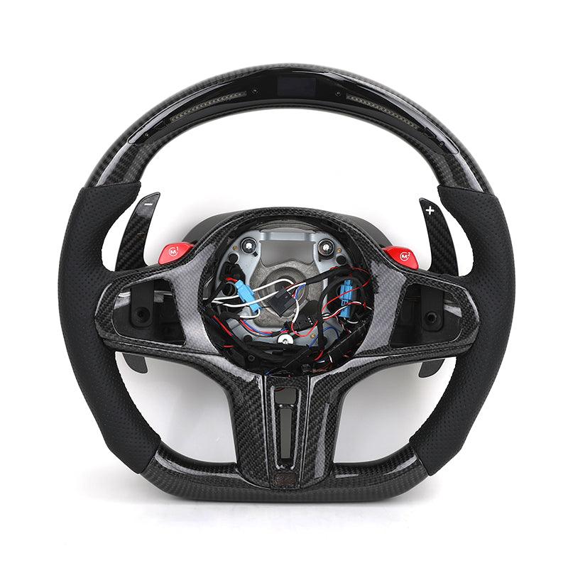 With M1 M2 Carbon Shift Paddle Leather LED M Sport Steering Wheel for BMW F30 F10 F20 F34 X4 X1 E84 E90 E60 X3 F25 X5 G05 G30 - YunLexus