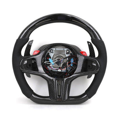 With M1 M2 Carbon Shift Paddle Leather LED M Sport Steering Wheel for BMW F30 F10 F20 F34 X4 X1 E84 E90 E60 X3 F25 X5 G05 G30 - YunLexus