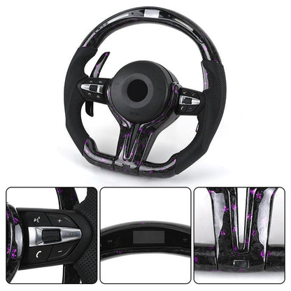 With OBD Led M Sport Volant Lenkrad Purple Forged Carbon Steering Wheel for BMW M4 F82 M2 F82 M5 F90 M3 F80 F30 M5 F10 E90 E92 - YunLexus