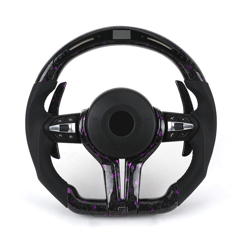 With OBD Led M Sport Volant Lenkrad Purple Forged Carbon Steering Wheel for BMW M4 F82 M2 F82 M5 F90 M3 F80 F30 M5 F10 E90 E92 - YunLexus