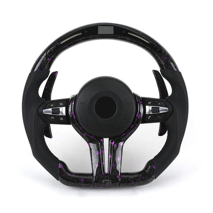 With OBD Led M Sport Volant Lenkrad Purple Forged Carbon Steering Wheel for BMW M4 F82 M2 F82 M5 F90 M3 F80 F30 M5 F10 E90 E92 - YunLexus