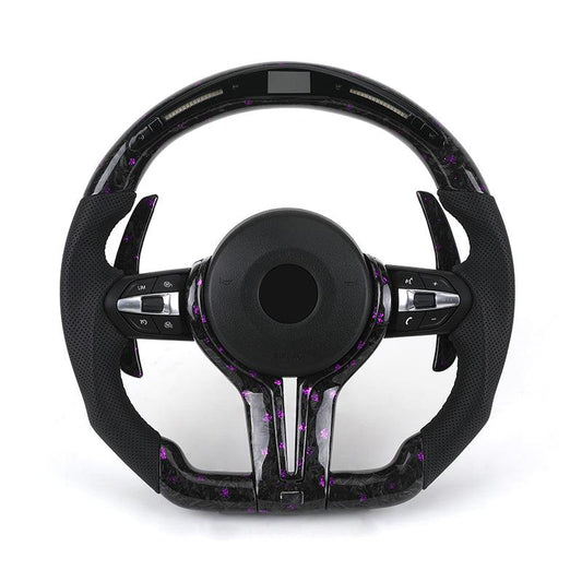 With OBD Led M Sport Volant Lenkrad Purple Forged Carbon Steering Wheel for BMW M4 F82 M2 F82 M5 F90 M3 F80 F30 M5 F10 E90 E92 - YunLexus