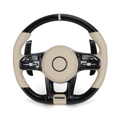 With Piano Black Carbon Fiber Trim Leather Steering Wheel for Mercedes Benz AMG W205 W218 W212 W213 W463 X164 X204 GLS X166 W166 - YunLexus Custom Custom Steering Wheels for Mercedes