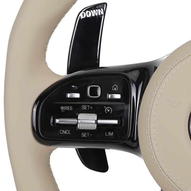With Piano Black Carbon Fiber Trim Leather Steering Wheel for Mercedes Benz AMG W205 W218 W212 W213 W463 X164 X204 GLS X166 W166 - YunLexus Custom Custom Steering Wheels for Mercedes