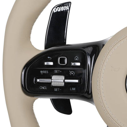 With Piano Black Carbon Fiber Trim Leather Steering Wheel for Mercedes Benz AMG W205 W218 W212 W213 W463 X164 X204 GLS X166 W166 - YunLexus Custom Custom Steering Wheels for Mercedes
