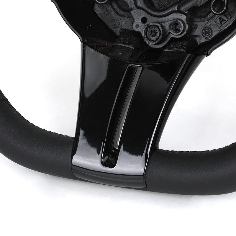With Piano Black Trim Flat Bottom Full Leather M SPort Steering Wheel for BMW Z4 E85 E86 Roadster - YunLexus