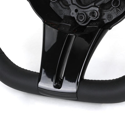 With Piano Black Trim Flat Bottom Full Leather M SPort Steering Wheel for BMW Z4 E85 E86 Roadster - YunLexus