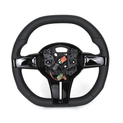 With Piano Black Trim Flat Bottom Full Leather M SPort Steering Wheel for BMW Z4 E85 E86 Roadster - YunLexus