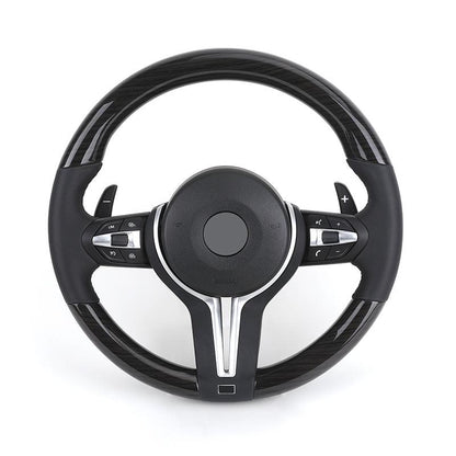 With Piano Black Trim Flat Bottom Full Leather M SPort Steering Wheel for BMW Z4 E85 E86 Roadster - YunLexus