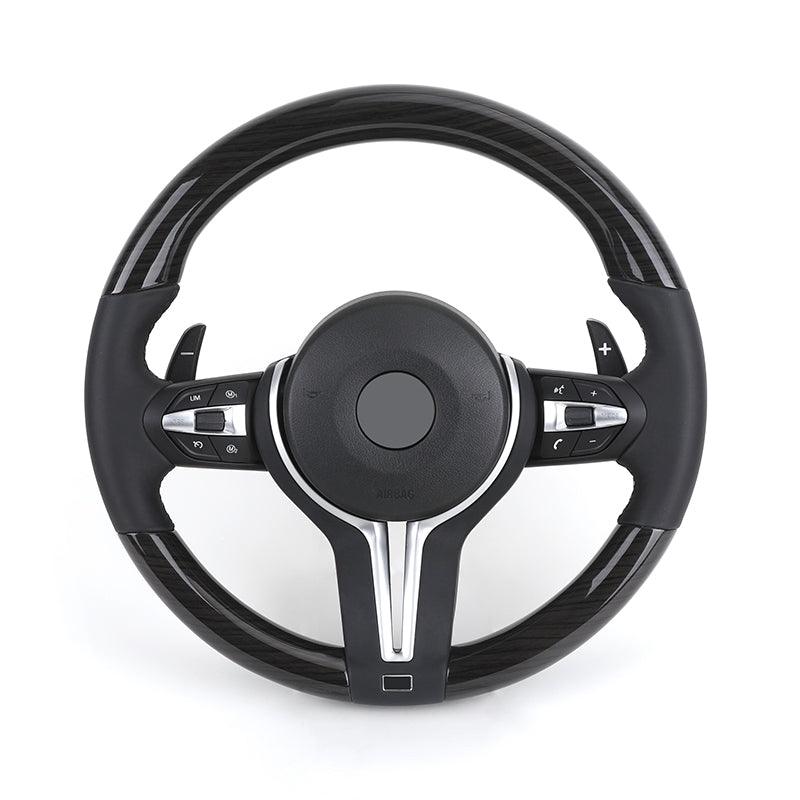 With Piano Black Trim Flat Bottom Full Leather M SPort Steering Wheel for BMW Z4 E85 E86 Roadster - YunLexus