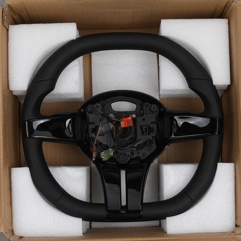 With Piano Black Trim Flat Bottom Full Leather M SPort Steering Wheel for BMW Z4 E85 E86 Roadster - YunLexus
