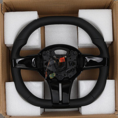 With Piano Black Trim Flat Bottom Full Leather M SPort Steering Wheel for BMW Z4 E85 E86 Roadster - YunLexus