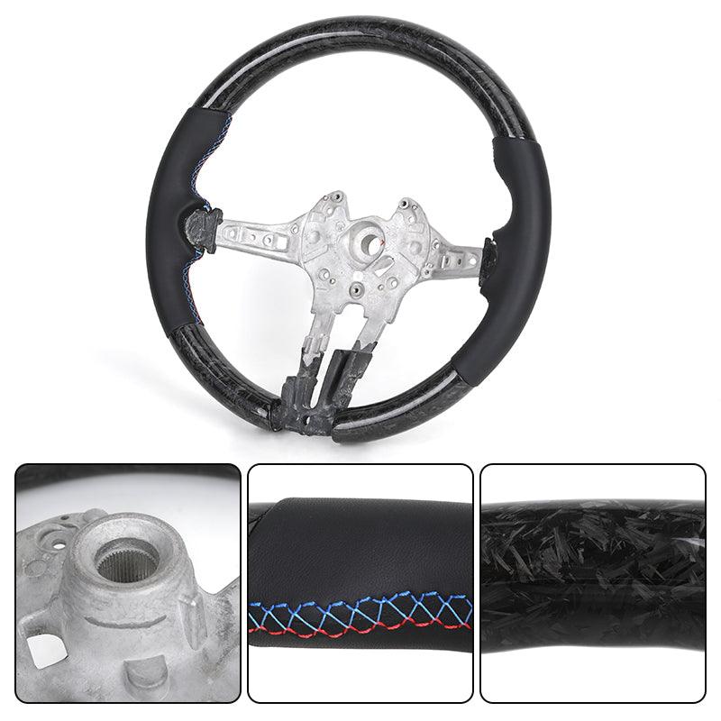 With Piano Black Trim Flat Bottom Full Leather M SPort Steering Wheel for BMW Z4 E85 E86 Roadster - YunLexus