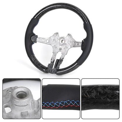 With Piano Black Trim Flat Bottom Full Leather M SPort Steering Wheel for BMW Z4 E85 E86 Roadster - YunLexus