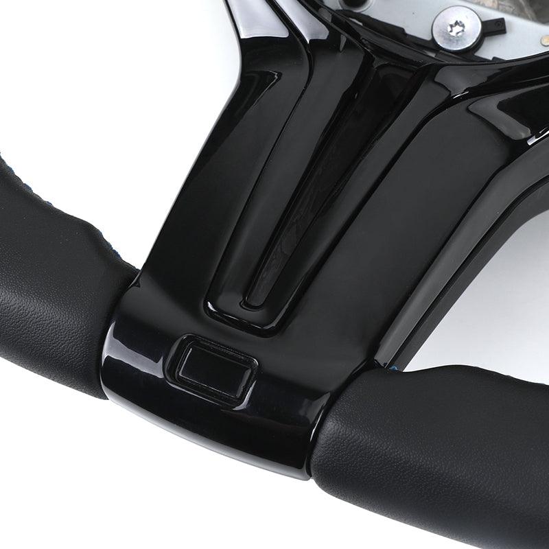 With Piano-black Trim Flat Bottom Half Perforated Leather Steering Wheel for BMW F10 F20 F30 F06 F22 M3 F80 M4 F82 X5 E70 E90 - YunLexus