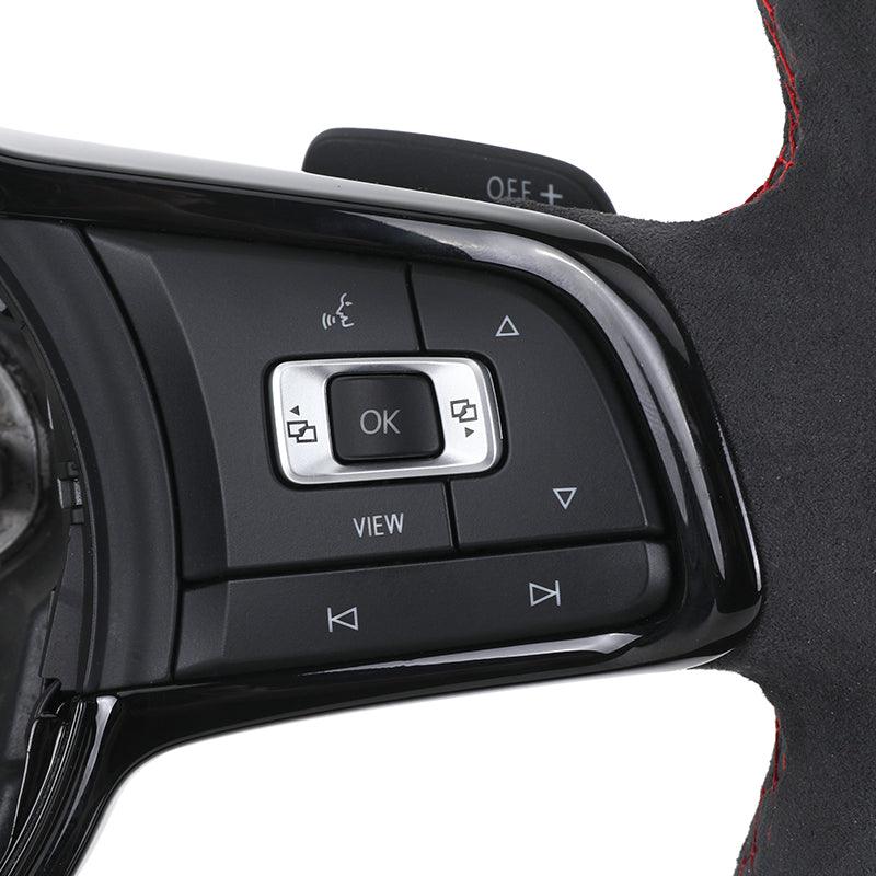 With Piano-black Trim Full Alcantara Leather Volant Lenkrad Steering Wheel for VW Polo Golf 6 7 R MK5 MK6 Mk7 GTI Passat B6 B7 - YunLexus Custom Custom Steering Wheels for VW