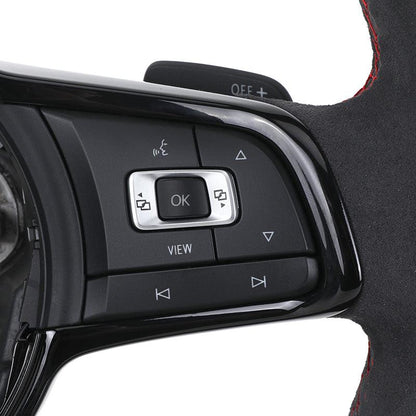 With Piano-black Trim Full Alcantara Leather Volant Lenkrad Steering Wheel for VW Polo Golf 6 7 R MK5 MK6 Mk7 GTI Passat B6 B7 - YunLexus Custom Custom Steering Wheels for VW