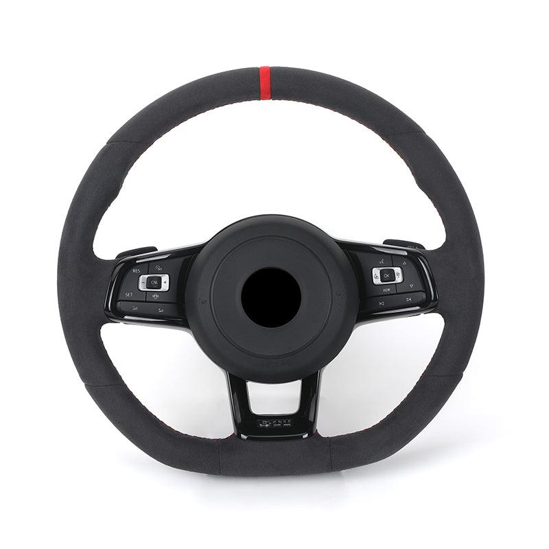 With Piano-black Trim Full Alcantara Leather Volant Lenkrad Steering Wheel for VW Polo Golf 6 7 R MK5 MK6 Mk7 GTI Passat B6 B7 - YunLexus Custom Custom Steering Wheels for VW
