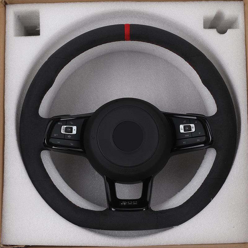 With Piano-black Trim Full Alcantara Leather Volant Lenkrad Steering Wheel for VW Polo Golf 6 7 R MK5 MK6 Mk7 GTI Passat B6 B7 - YunLexus Custom Custom Steering Wheels for VW