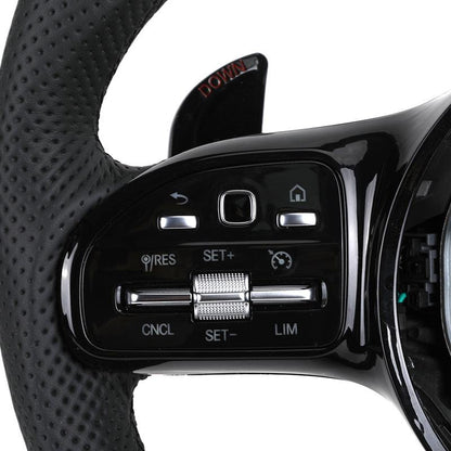 With Piano Black Trim Full Leather Steering Wheel for Mercedes Benz W211 W169 W177 W221 GLS X167 GLA45 X156 Gle 53 AMG GT 2023 - YunLexus Custom Custom Steering Wheels for Mercedes