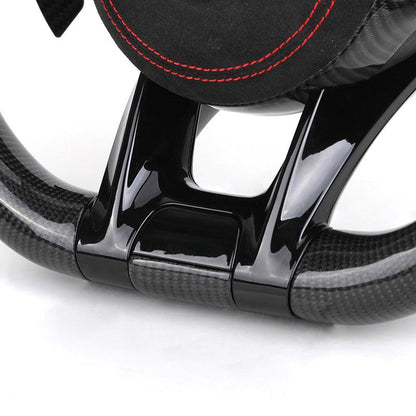 With Piano Black Trim Half Alcantara Carbon LED Steering Wheel for Mercedes Benz W204 W205 W213 W211 W221 X166 GLC X253 G63 AMG - YunLexus Custom Custom Steering Wheels for Mercedes