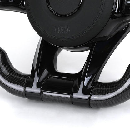 With Piano Black Trim Half Leather Carbon LED Steering Wheel for Mercedes Benz W205 W246 C117 C217 W166 X166 W164 W221 W222 AMG - YunLexus Custom Custom Steering Wheels for Mercedes