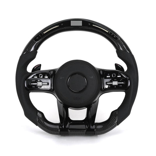 With Piano Black Trim Half Leather Carbon LED Steering Wheel for Mercedes Benz W205 W246 C117 C217 W166 X166 W164 W221 W222 AMG