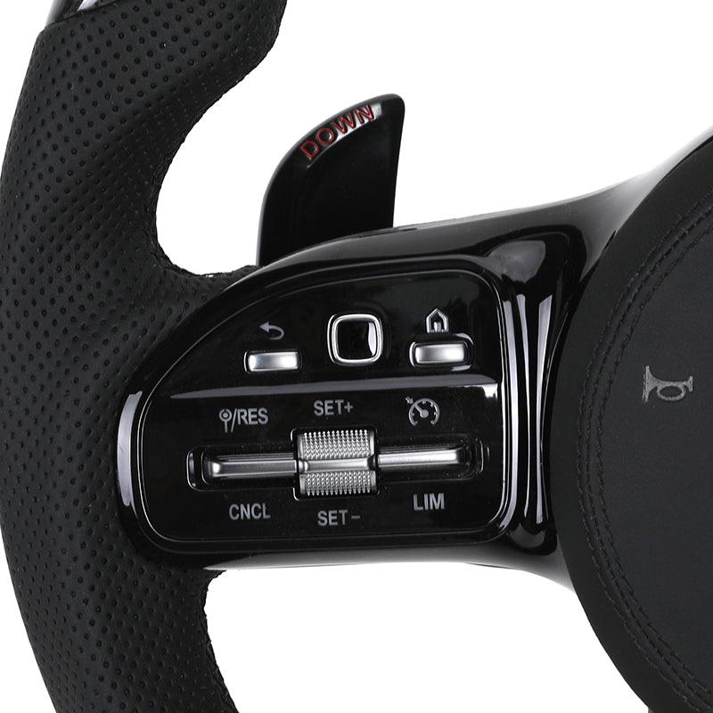 With Piano Black Trim Half Leather Carbon LED Steering Wheel for Mercedes Benz W205 W246 C117 C217 W166 X166 W164 W221 W222 AMG - YunLexus Custom Custom Steering Wheels for Mercedes