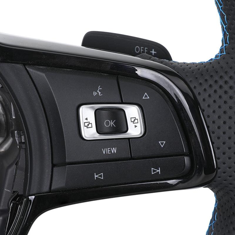 With Piano-black Trim Half Perforated Leather Alcantara Steering Wheel for VW Polo Golf 6 7 7.5 8 R MK6 Mk7 GTI Passat B6 B7 CC - YunLexus Custom Custom Steering Wheels for VW