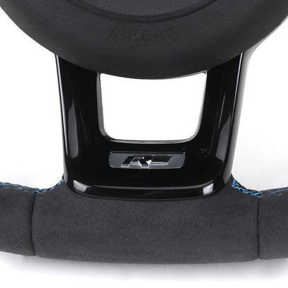 With Piano-black Trim Half Perforated Leather Alcantara Steering Wheel for VW Polo Golf 6 7 7.5 8 R MK6 Mk7 GTI Passat B6 B7 CC - YunLexus Custom Custom Steering Wheels for VW