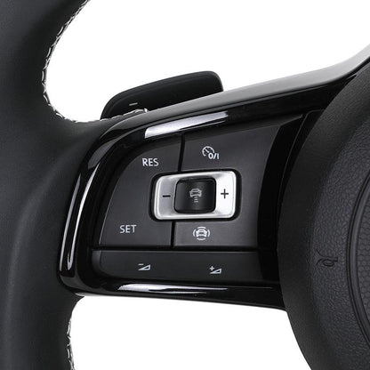 With Piano Black Trim R Line Half Leather Carbon Fiber Steering Wheel for VW Volkswagen Golf R 5 6 7 MK5 MK6 MK7 Gti Passat CC - YunLexus Custom Custom Steering Wheels for Volkswagen
