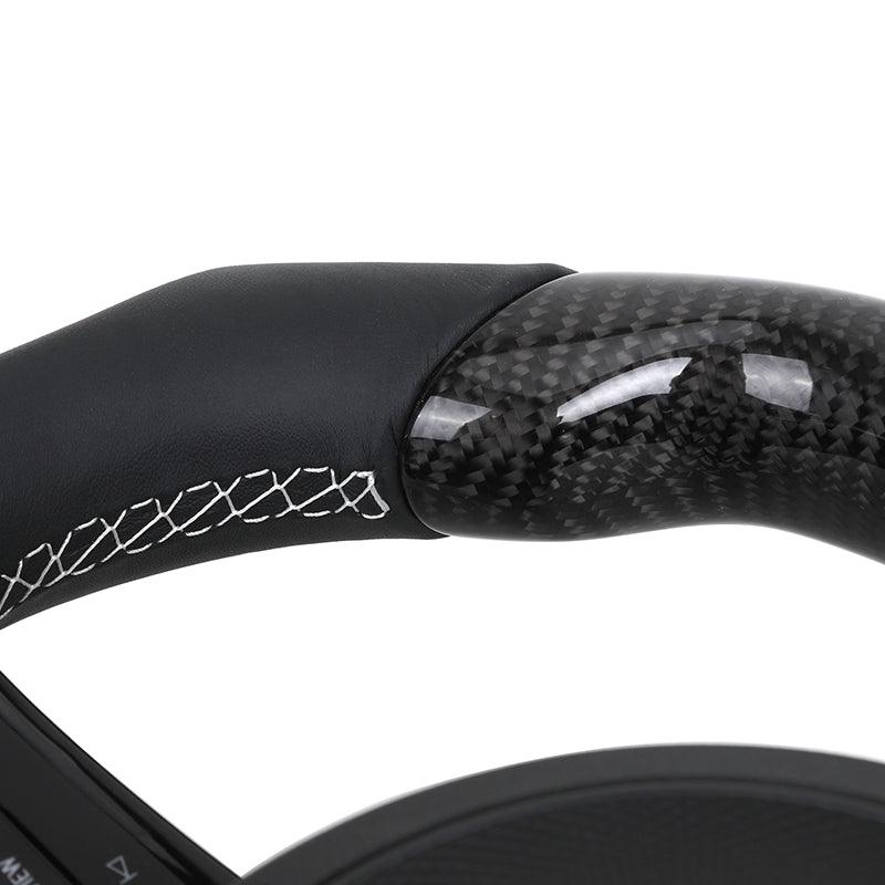 With Piano Black Trim R Line Half Leather Carbon Fiber Steering Wheel for VW Volkswagen Golf R 5 6 7 MK5 MK6 MK7 Gti Passat CC - YunLexus Custom Custom Steering Wheels for Volkswagen