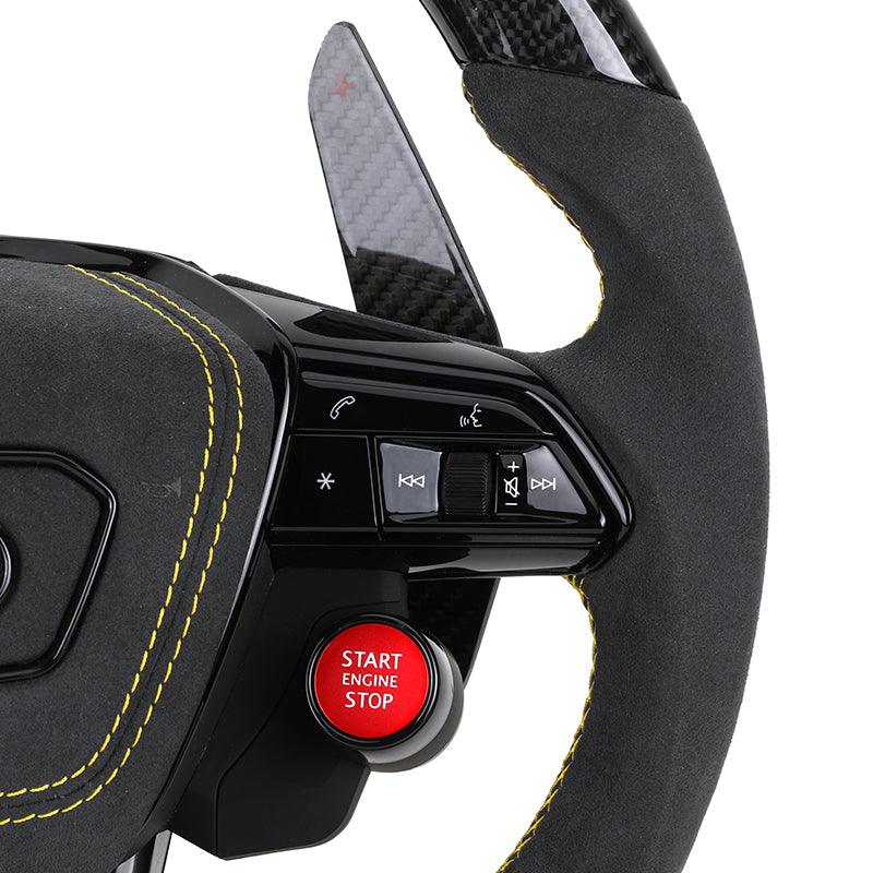 With R8 Start Button & Drive Select Half Alcantara Carbon LED Steering Wheel for Audi A3 A4 A5 A6 C7 C8 B9 S3 RS3 RS4 RS5 RS7 8V