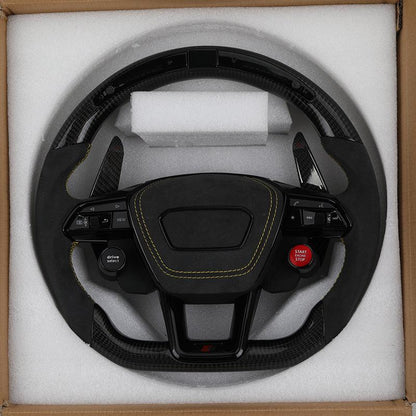 With R8 Start Button & Drive Select Half Alcantara Carbon LED Steering Wheel for Audi A3 A4 A5 A6 C7 C8 B9 S3 RS3 RS4 RS5 RS7 8V