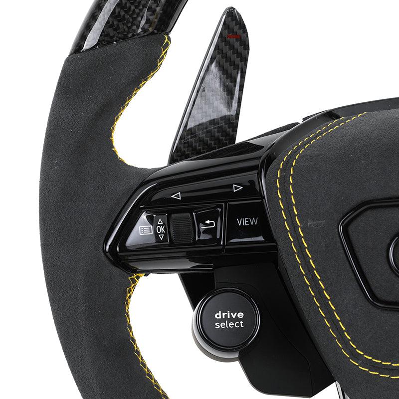 With R8 Start Button & Drive Select Half Alcantara Carbon LED Steering Wheel for Audi A3 A4 A5 A6 C7 C8 B9 S3 RS3 RS4 RS5 RS7 8V