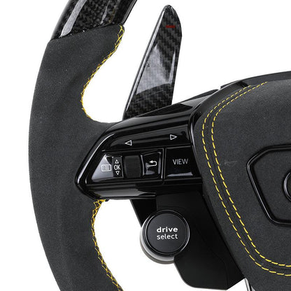 With R8 Start Button & Drive Select Half Alcantara Carbon LED Steering Wheel for Audi A3 A4 A5 A6 C7 C8 B9 S3 RS3 RS4 RS5 RS7 8V