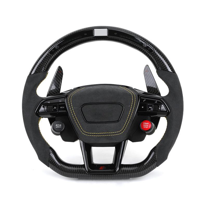 With R8 Start Button & Drive Select Half Alcantara Carbon LED Steering Wheel for Audi A3 A4 A5 A6 C7 C8 B9 S3 RS3 RS4 RS5 RS7 8V