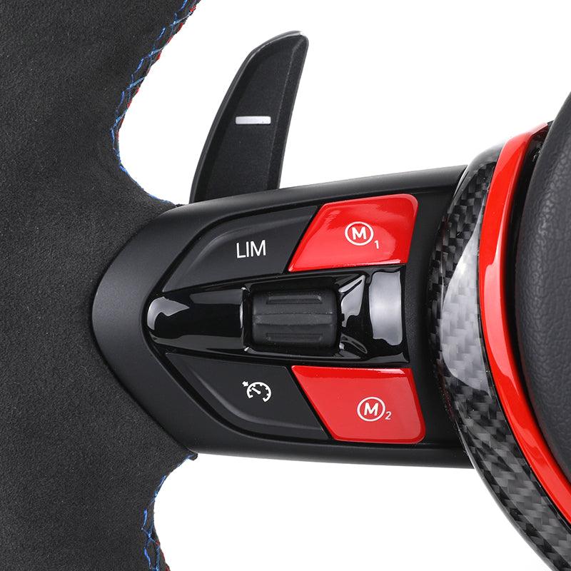 With Red Carbon Trim Half Alcantara M Sport Steering Wheel for BMW F10 F30 F40 M3 F80 M4 F82 M5 F90 X5 F15 X6 E71 F16 E60 E90 - YunLexus