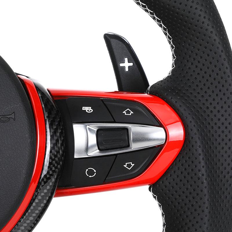 With Red Insert Trim Half Leather Carbon Steering Wheel for BMW F Series F10 F20 F30 F32 M3 F80 M5 F90 X5 F15 E70 E87 E90 E92 - YunLexus
