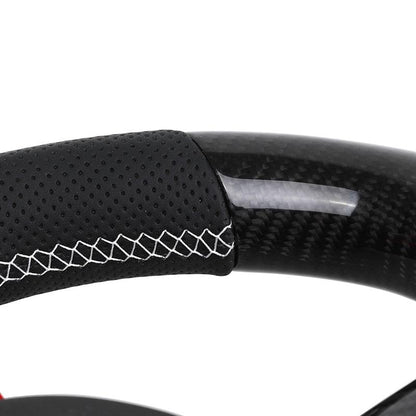 With Red Insert Trim Half Leather Carbon Steering Wheel for BMW F Series F10 F20 F30 F32 M3 F80 M5 F90 X5 F15 E70 E87 E90 E92 - YunLexus