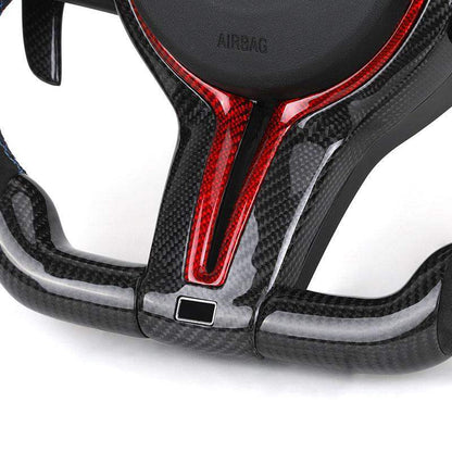 With Red M1 M2 Button Alcantara Carbon LED Steering Wheel for BMW F10 F30 F31 F32 X5M F97 M2 F87 M3 F80 M4 F82 M5 F90 E70 E90 - YunLexus