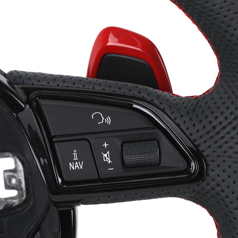 With Red Paddle RS Volant Lenkrad Half Perforated Leather Steering Wheel for Audi A6 A7 A4 B8 B8.5 B9 S3 S4 S5 S6 C7 Q8 RS3 RS6